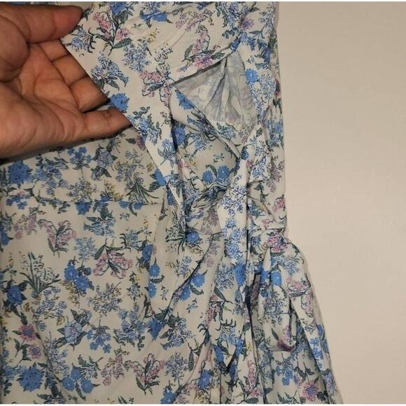 Lulus White Floral Print Puff Sleeve Faux-Wrap Dress Medium - Picture 7 of 11